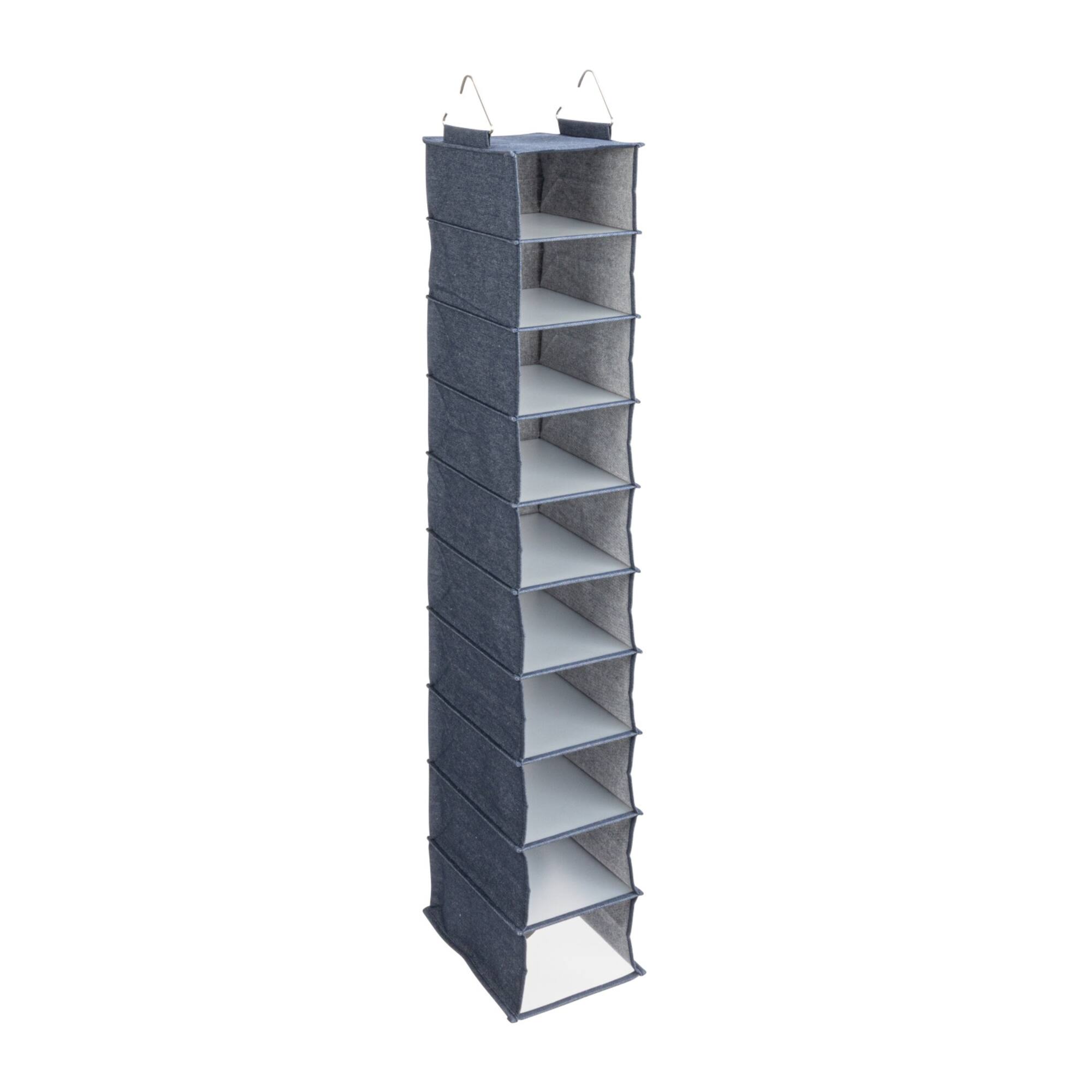 Household Essentials 48" Denim Cotton Blend & Plastic Hanging 10 Shelf Closet Organizer